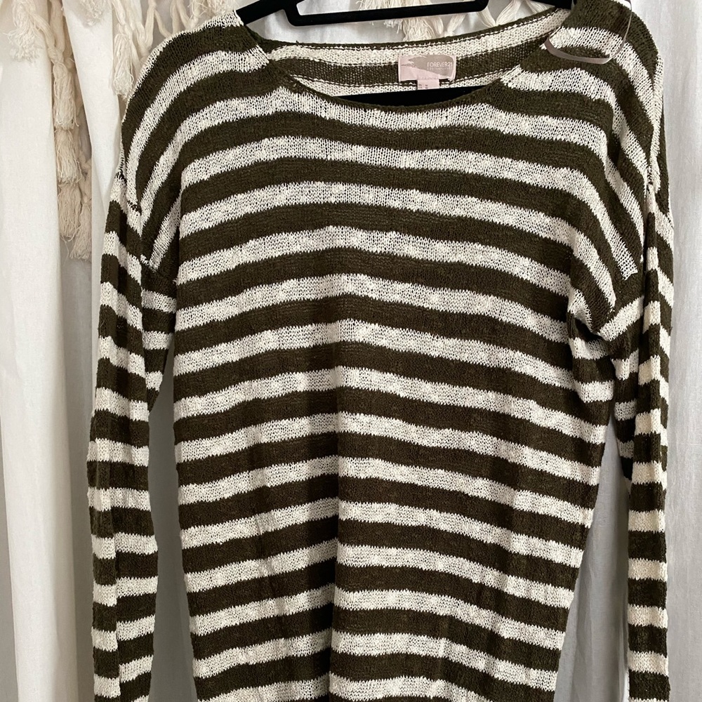 green and white striped sweater